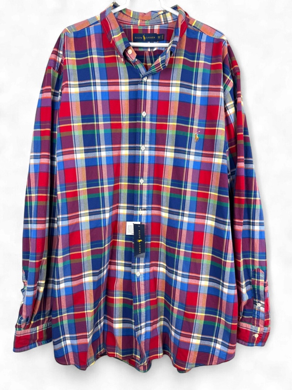 Ralph Lauren Men 3XLT Classic Fit Stretch Plaid Button Down Shirt Multicolored